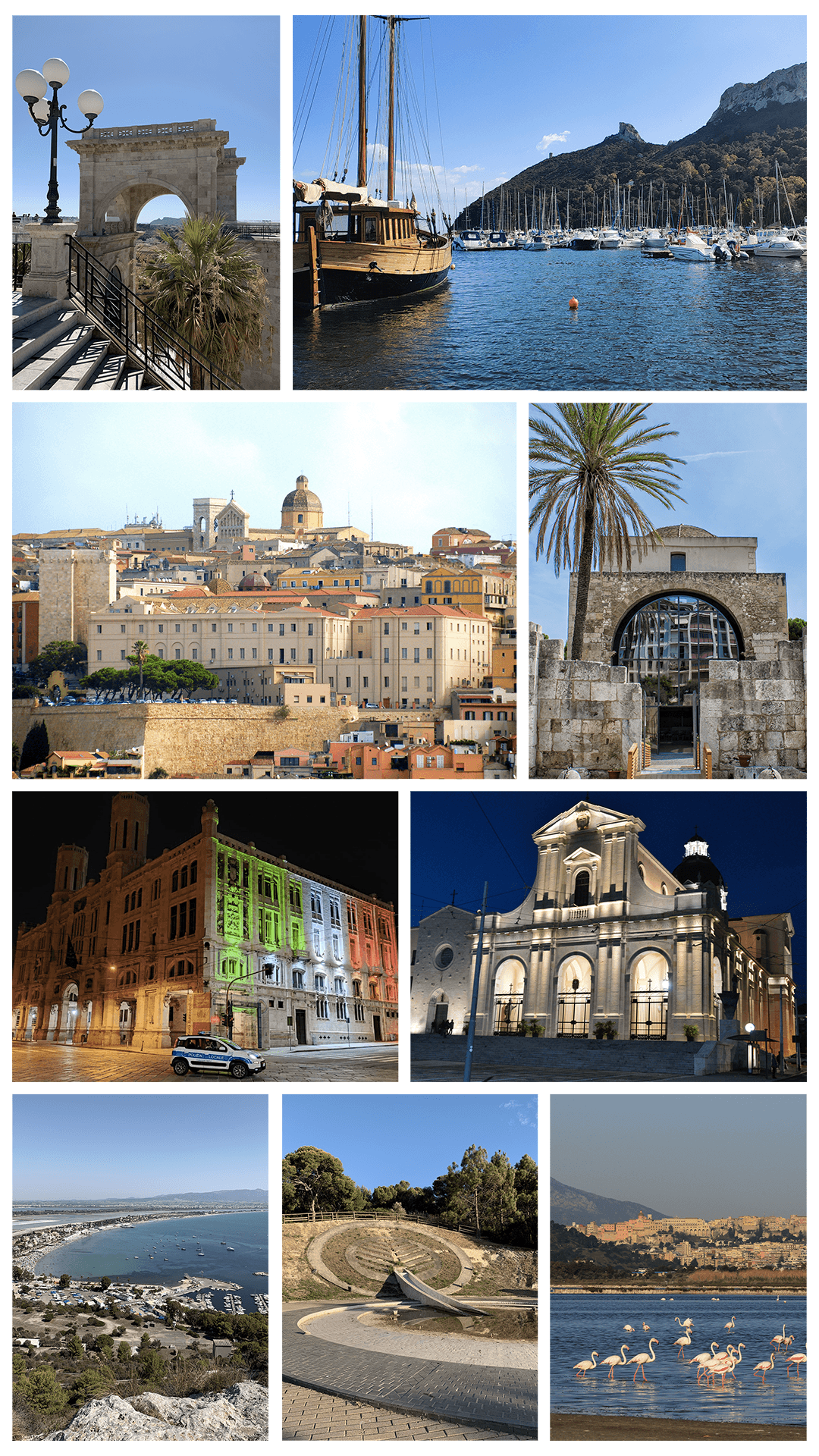 Photo: Nilo1926, CC BY-SA 4.0, via Wikimedia Commons (https://commons.wikimedia.org/wiki/File:Cagliari_collage.png)