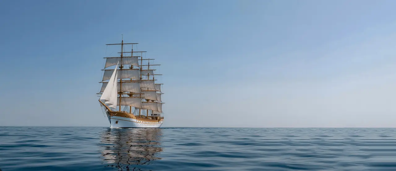 Tall ship sailing on the sea